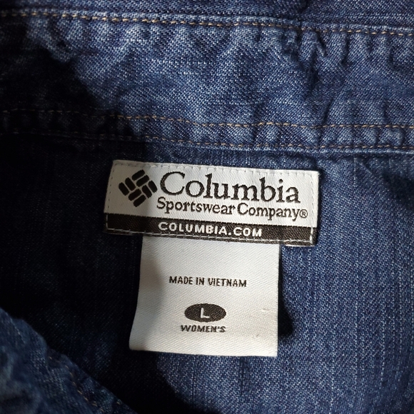 Columbia Womens Denim Jacket Size L Blue Utility Y2K Workwear Outerwear Normcore - Picture 2 of 14